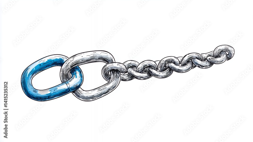 Fototapeta premium Detailed Closeup of a Blue and Silver Metal Chain Link