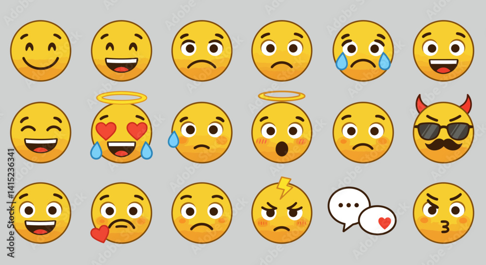 An image of a set emoticons with different expressions... An image of a set emoticons with different expressions...