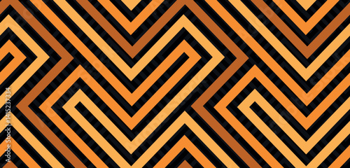Seamless gold tones chevron zigzag lines geometric vector pattern