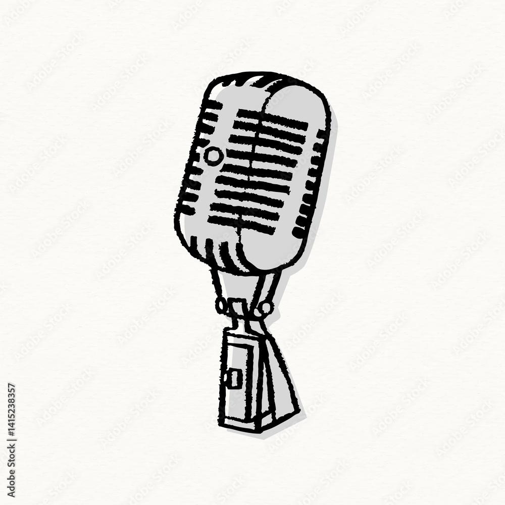 Microphone doodle clipart, standup comedy symbol