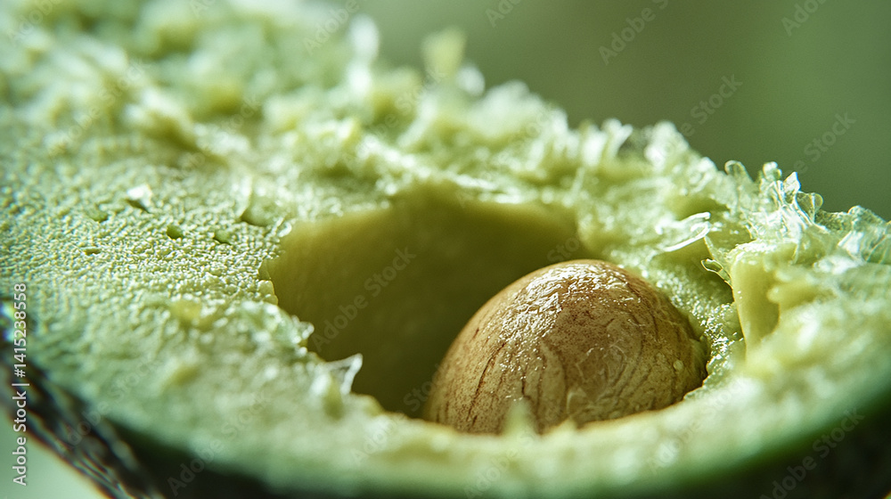Fresh cut avocado with seed intact