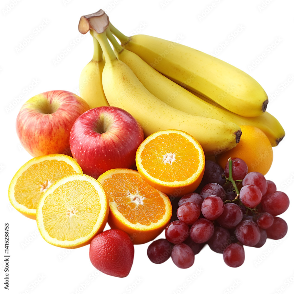Fresh fruit assortment bananas apples oranges grapes healthy eating, Fresh fruit assortment bananas apples oranges grapes healthy eating,