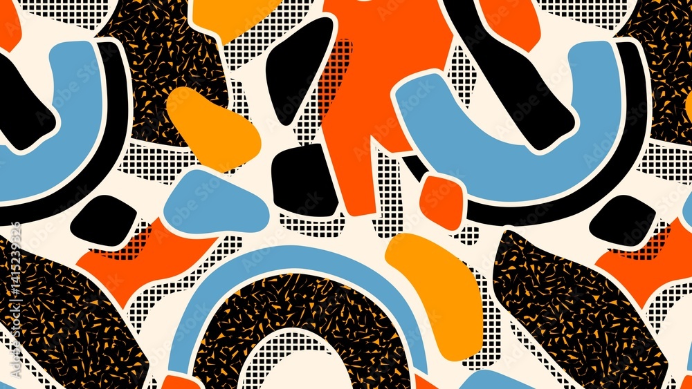 Memphis pattern HD wallpaper, aesthetic colorful design