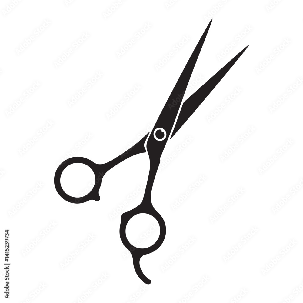 Hairdressers Scissors Concept Vector Black silhouettes. with white background Hairdressers Scissors Concept Vector Black silhouettes. with white background
