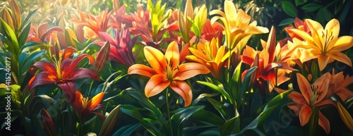 Vibrant Lilies in Sunlight photo