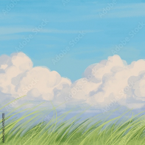 Blue sky background, minimal spring design