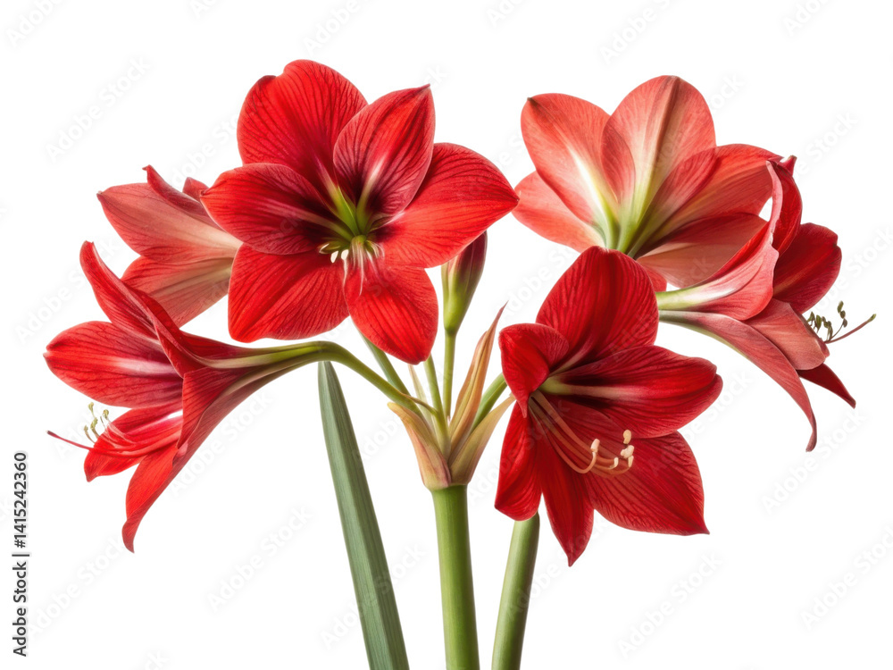Fototapeta premium Amaryllis flowers bloom vibrantly showcasing their stunning red petals and graceful stems creating captivating display of nature beauty