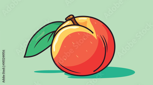 Peach Fruit Vector Illustration in One Line Sketch Style