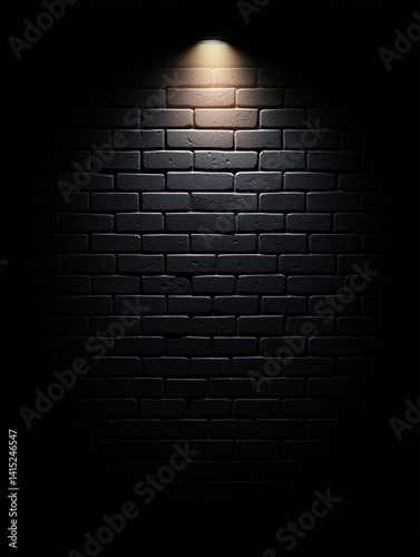 White light spot effect on dark brick wall, dramatic studio background with theater vibes and strong illumination focus, 3D illustration - theater art illumination