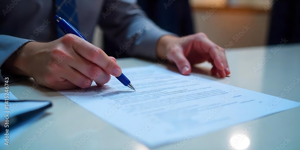 Signing contract business agreement legal document with pen on paper Signing contract business agreement legal document with pen on paper