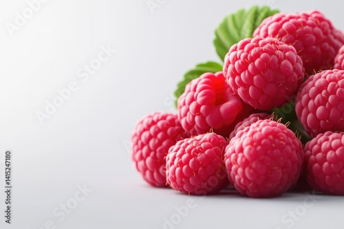 Fresh, vibrant, juicy raspberries, piled high, close-up photo