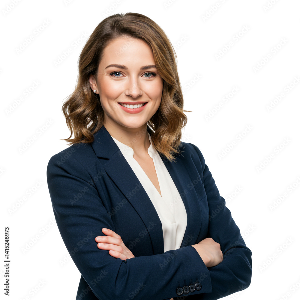 Smiling Caucasian Businesswoman in Dark Blue Blazer Professional Executive Approachable Corporate Leadership Warm Smiling Caucasian Businesswoman in Dark Blue Blazer Professional Executive Approachable Corporate Leadership Warm