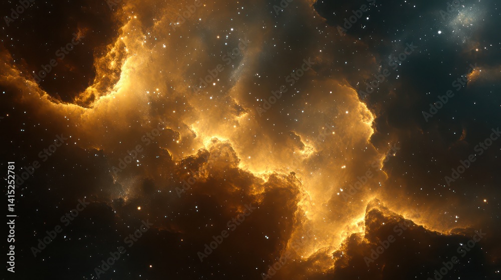 Fototapeta premium Golden nebula space backgrounds
