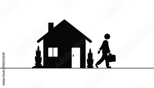 Businessman Walking Home With Briefcase Vector Illustration