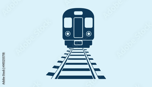 Train on Tracks Icon Vector