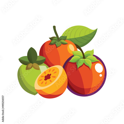 Fresh Persimmon Fruits, Close-up