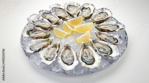 Obraz na płótnie Fresh oysters on ice platter w salonie