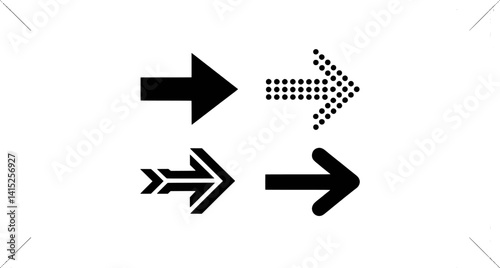Set Of Four Different Arrow Designs Isolated On White Background Vector