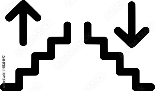 Stairs With Upward And Downward Arrows Representing Ascent And Descent