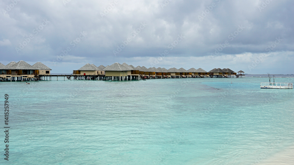Obraz premium water villas on a exotic maldives island