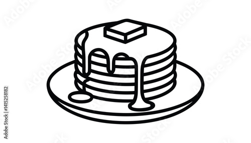 Black Silhouette of Pancakes with Syrup and Butter High Resolution Picture
