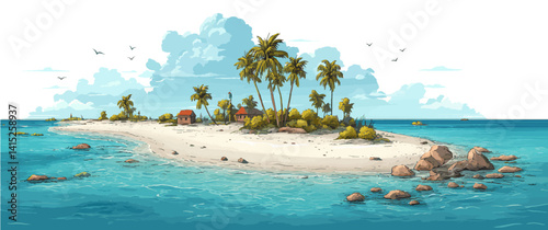 Tropical Island Paradise: A Secluded Coastal Escape Background or Wallpaper