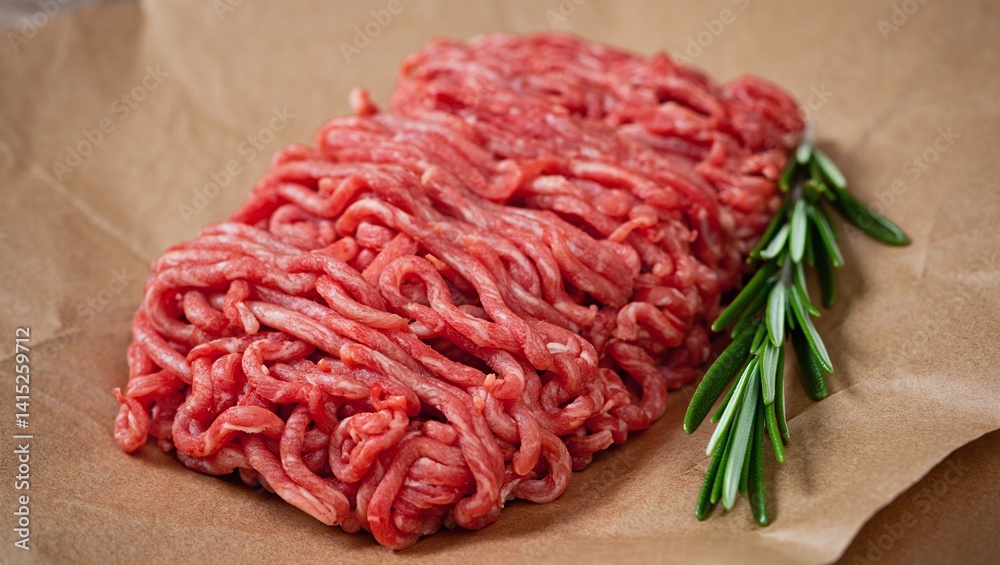 Fresh Ground Beef Rosemary Garnish Cooking Ingredient Recipe Food Fresh Ground Beef Rosemary Garnish Cooking Ingredient Recipe Food