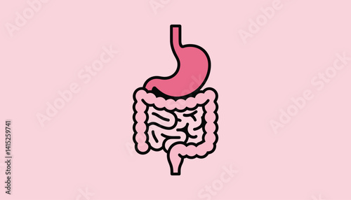 Stylized Stomach and Intestine Icon Illustration High Resolution Picture