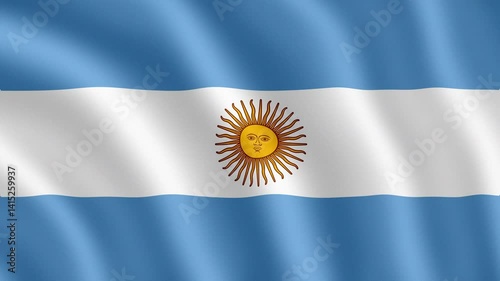 Argentina Flag Waving in Wind 4K Realistic Animation