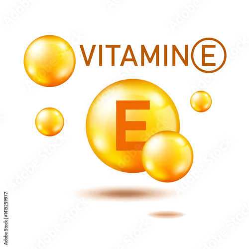 Obraz na płótnie Vitamin E shining pill, capsule - vector, icon. w salonie