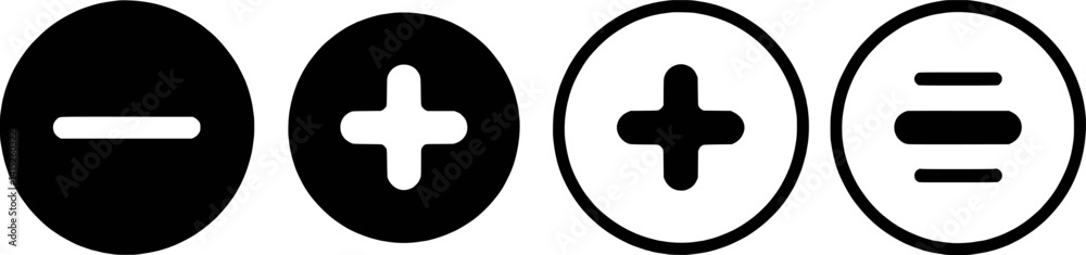 Obraz premium Add Remove Horizontal Lines Circle Icon Set User Interface Design