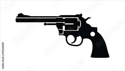 Black Revolver Gun Icon Silhouette High Resolution Picture