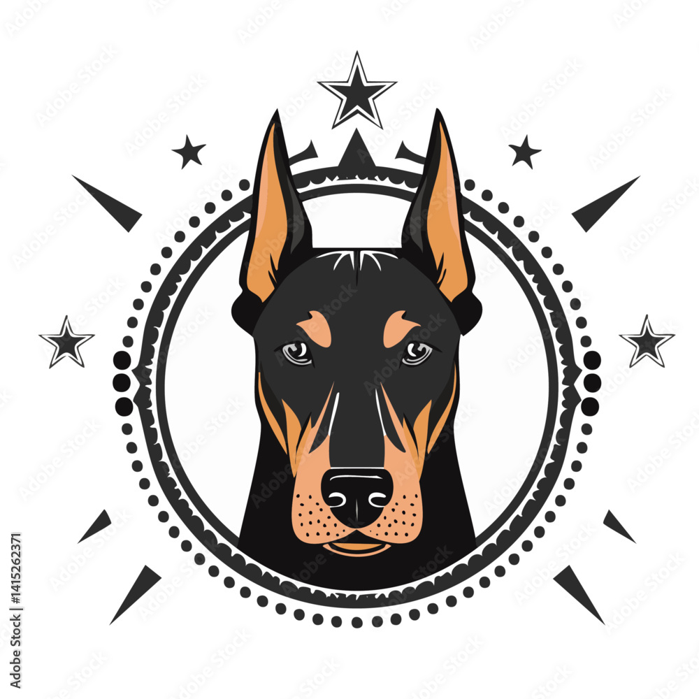 head of a doberman dog logo vector graphic design