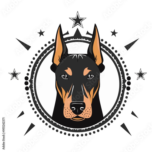 Obraz na płótnie head of a doberman dog logo vector graphic design w salonie