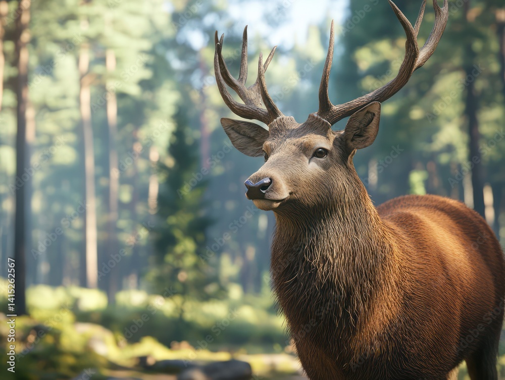 Fototapeta premium Majestic stag forest scene