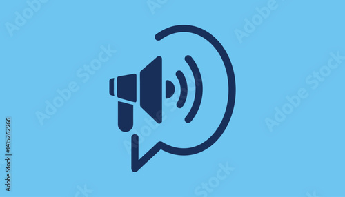 Megaphone Icon with Sound Waves – Speech Bubble and Announcement Symbol for Communication, Marketing, and Media