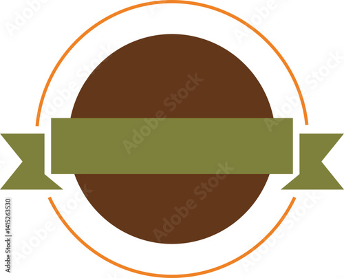 vintage and organic-themed label designs featuring ribbon banners and circular badge elements. The color palette includes earthy tones like green, brown, and orange, evoking a natural and eco-friendly