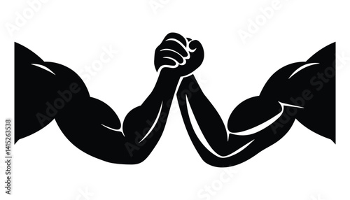 Arm Wrestling Symbol with Muscular Arms for Strength and Power High Resolution Picture