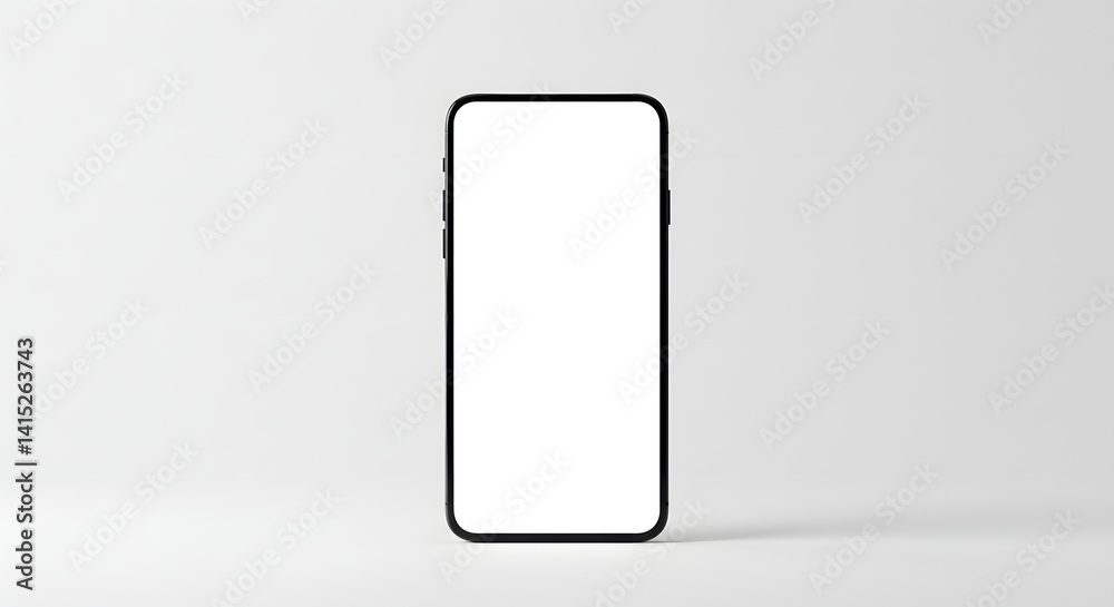 Displaying Mockup of Mobile Phone with Blank White Screen on Gray Displaying Mockup of Mobile Phone with Blank White Screen on Gray