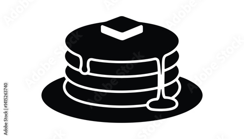 Black Silhouette of Pancakes with Syrup and Butter High Resolution Picture