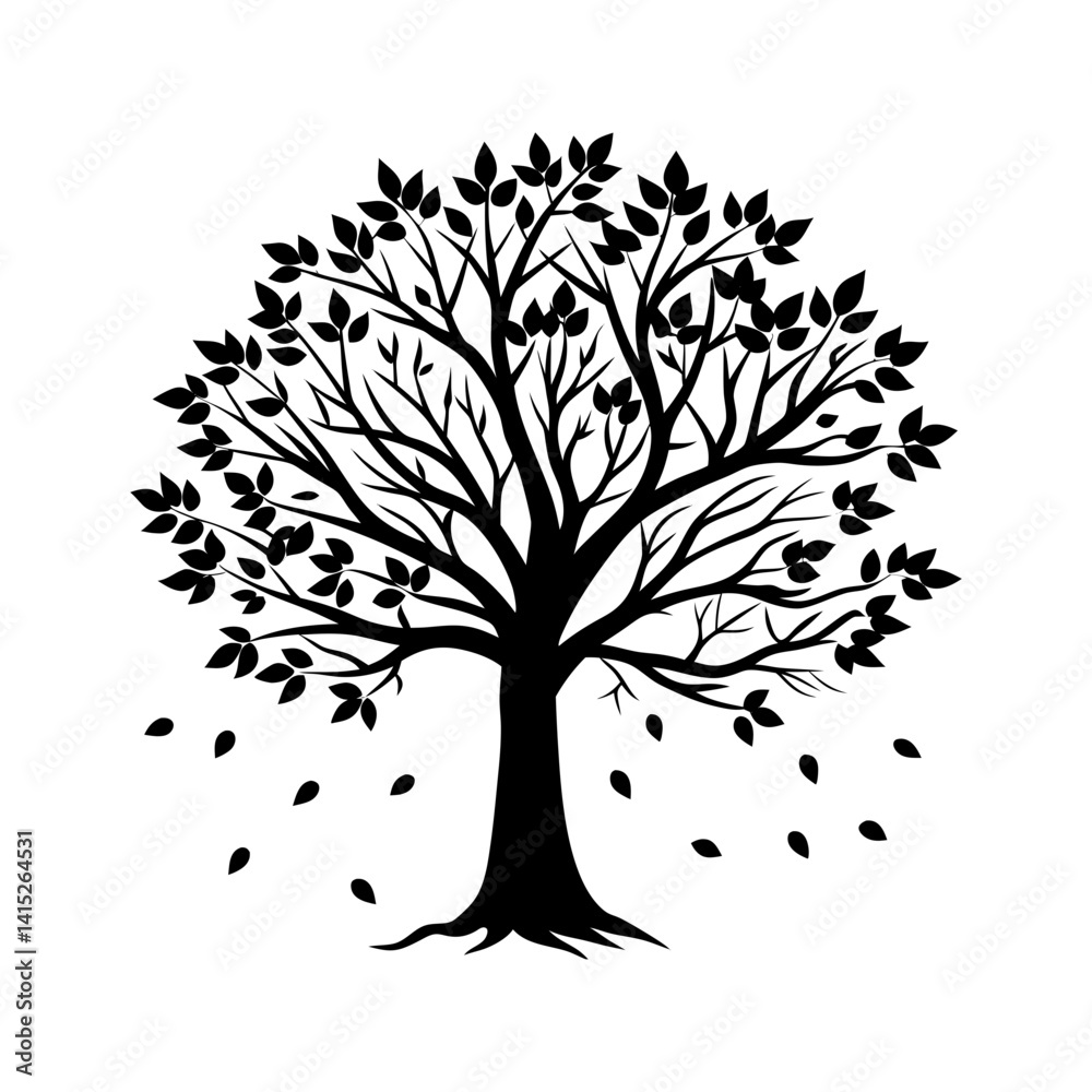 Obraz premium Fall Tree Silhouette vector illustration