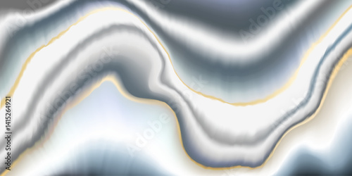 Marble texture vector bg. Abstract blue gray watercolor with gold veins. Silver white pattern of seamless navy paint. Luxury slice of ink art, golden sand on stone birthday design. Liquid stone agate