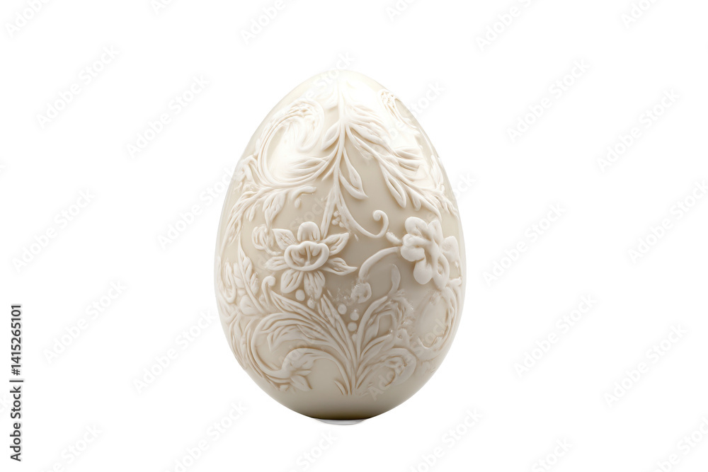 An intricately carved ivory Easter egg with floral motifs, symbolizing springtime renewal and artistic craftsmanship against a stark black background. An intricately carved ivory Easter egg with floral motifs, symbolizing springtime renewal and artistic craftsmanship against a stark black background.