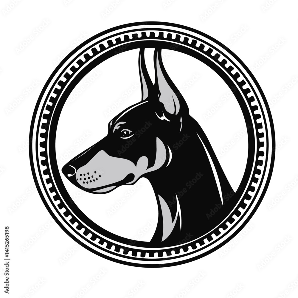 head of a doberman dog logo vector graphic design