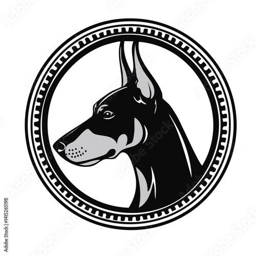 Obraz na płótnie head of a doberman dog logo vector graphic design w salonie