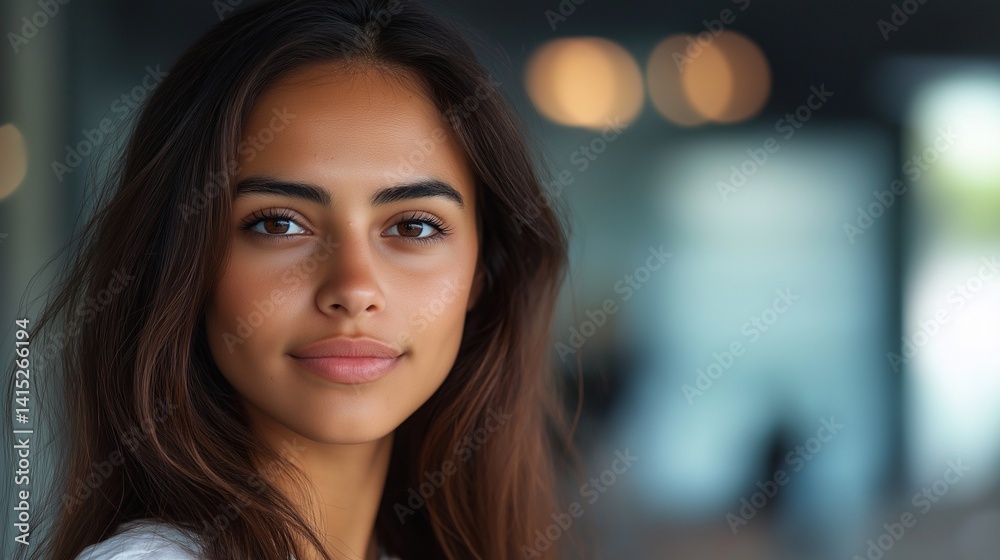 A Hispanic female employee. Working in an office. A female employee showing in an office. AI generated. A Hispanic female employee. Working in an office. A female employee showing in an office. AI generated.