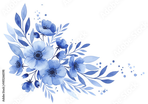 blue flower painting on white background