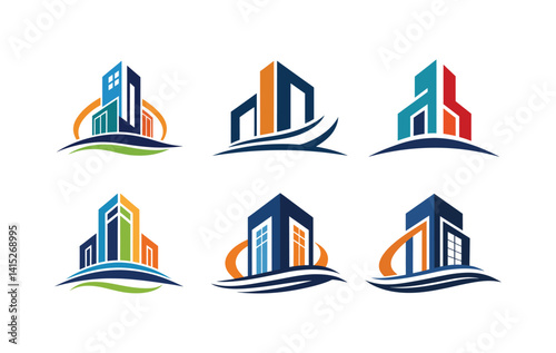 Real estate logo set design, Home building logo, vector logo template.