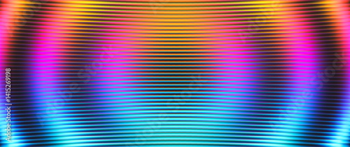Pulsating neon lights ripple in vibrant waves of color. Neon gradient illusion. Visual rave of futuristic gradient flowing through glass lines with dynamic neon energy perfect for modern digital vibes