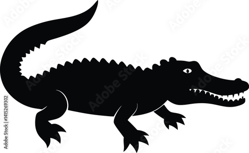 crocodile silhouette icon on white background 
